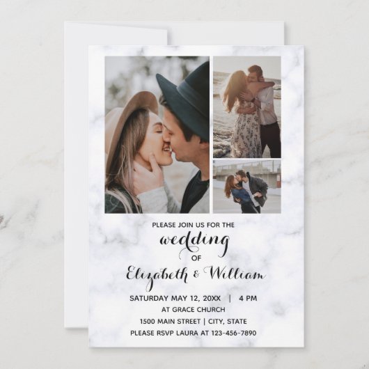 Invitation Trois Photos Collage Mariage Inspirationnel (Devant)