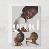 Invitation Trois photos Collage noir blanc fête de graduation (Devant)