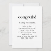 Invitation Trois photos Collage noir blanc fête de graduation (Dos)