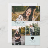 Invitation Trois photos | Fête de graduation en typographie m (Devant)