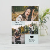 Invitation Trois photos | Fête de graduation en typographie m (Debout devant)