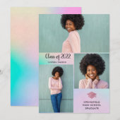 Invitation Trois photos | Graduation simple et moderne 2022 (Devant / Derrière)