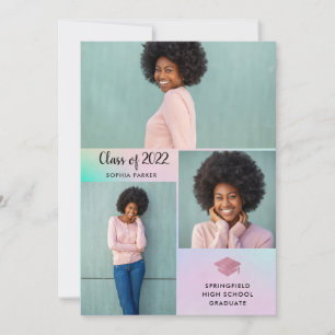 Invitation Trois photos Graduation simple et moderne 2022