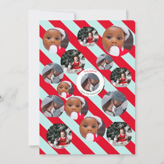 Invitation Trois photos personnalisées Bleu Bleu Fab Noël (Devant)