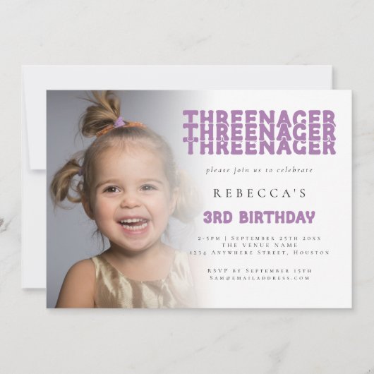 Invitation Trois photos superposition 3e fête d'anniversaire (Devant)