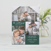 Invitation Trois photos sur Emerald Green | MARIAGE (Debout devant)
