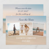 Invitation Trois Photos Sur La Plage Élégante Économisez La D (Devant / Derrière)