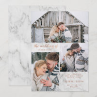 Trois photos sur le marbre et l'or Rose | Mariage