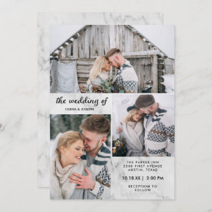 Invitation Trois photos sur l'élégance du marbre  Mariage