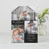 Invitation Trois photos sur Modern Black | MARIAGE (Debout devant)