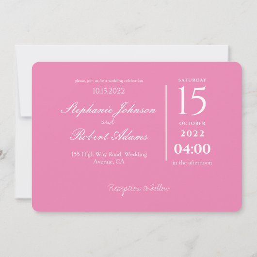 Invitation Trois photos Unicorn rose Mariage Abstrait (Dos)