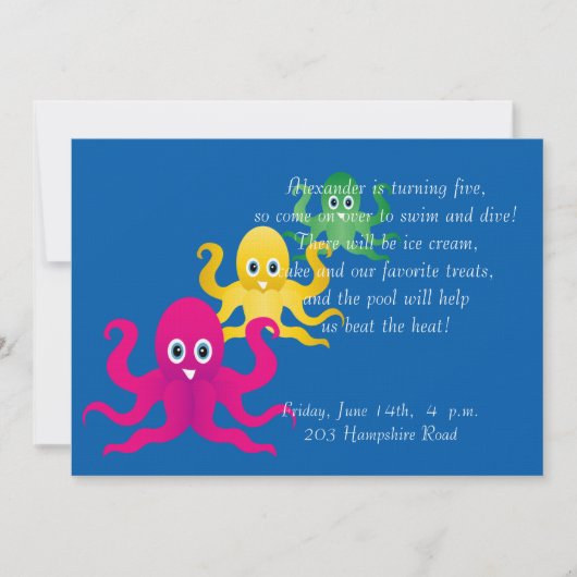 Invitation Trois pieuvres drôles (Devant)