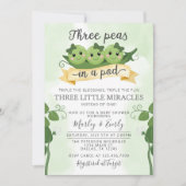Invitation Trois pois dans un Baby shower de pois Triplet d'i (Devant)