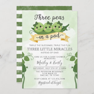 Invitation Trois pois dans un Baby shower de pois Triplet d'i