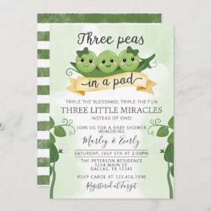 Invitation Trois pois dans un Baby shower de pois Triplet d'i