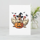 Invitation Trois poulets d'Halloween effrayants Ferme de sorc (Debout devant)