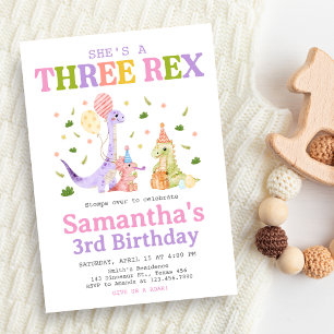 Invitation Trois Rex Anniversaire de Dinosaure