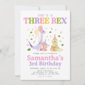 Invitation Trois Rex Anniversaire de Dinosaure (Devant)
