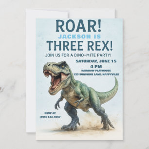 Invitation Trois Rex Anniversaire - Garçons T-Rex Dinosaur An