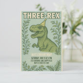 Invitation Trois Rex Dinosaur 3e anniversaire (Debout devant)