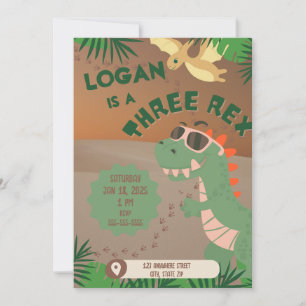 Invitation "Trois" Rex Dinosaur 3e anniversaire
