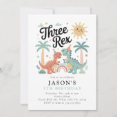 Invitation Trois Rex Dinosaur 3e fête d'anniversaire (Devant)