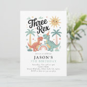 Invitation Trois Rex Dinosaur 3e fête d'anniversaire (Debout devant)
