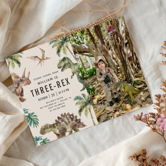 Invitation Trois Rex Dinosaur 3ème anniversaire de fête Photo