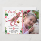 Invitation Trois Rex Dinosaur 3ème anniversaire Photo (Devant)
