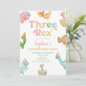 Invitation Trois Rex Dinosaur 3ème fête d'anniversaire (Debout devant)