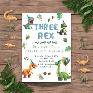Invitation Trois Rex Dinosaur Boy Anniversaire