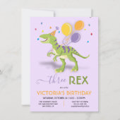 Invitation Trois Rex Dinosaur fête d'anniversaire (Devant)