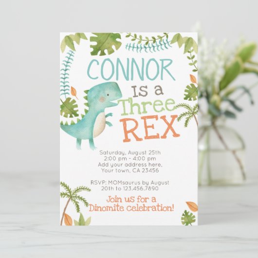 Invitation Trois Rex Dinosaure (Debout devant)