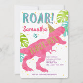 Invitation Trois Rex, Dinosaure, Fille, Troisième Anniversair (Devant)