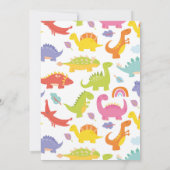 Invitation Trois Rex Dinosaure Filles Rose Fête Mignonne (Dos)