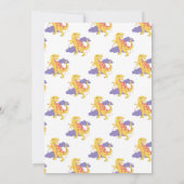 Invitation Trois Rex Dinosaure Filles Rose Fête Mignonne (Dos)