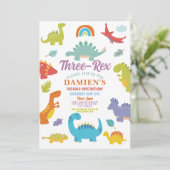 Invitation Trois Rex Dinosaure Garçons Fête Mignonne  (Debout devant)