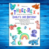 Invitation Trois-Rex Filles 3e Anniversaire Fête de Dinosaure
