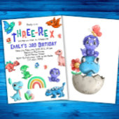 Invitation Trois-Rex Filles 3e Anniversaire Fête de Dinosaure