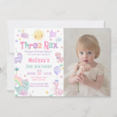 Invitation Trois Rex Pastel Dinosaur 3ème anniversaire Photo (Devant)