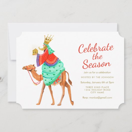 Invitation Trois rois | Saison | Parties scintillant or | Inv (Devant)