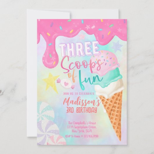 Invitation Trois Scoops de Fun (Devant)