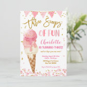 Invitation Trois Scoops De Fun Ice Cream 3ème Anniversaire Fê (Debout devant)