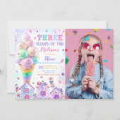 Invitation Trois Scoops de la crème glacée amusante Photo Ann (Devant)