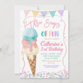 Invitation Trois Scoops Of Fun 3ème Anniversaire Ice Creative (Devant)