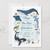 Invitation Trois Sous La Baleine De Mer Requin Vie De Mer Ann (Devant)