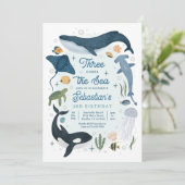 Invitation Trois Sous La Baleine De Mer Requin Vie De Mer Ann (Debout devant)