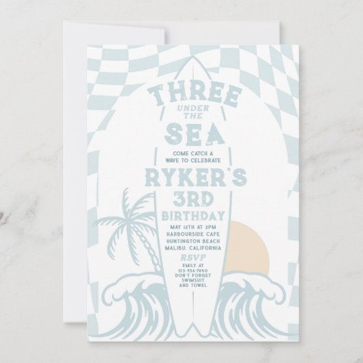 Invitation Trois sous le Surf de mer Surfboard 3e anniversair (Devant)