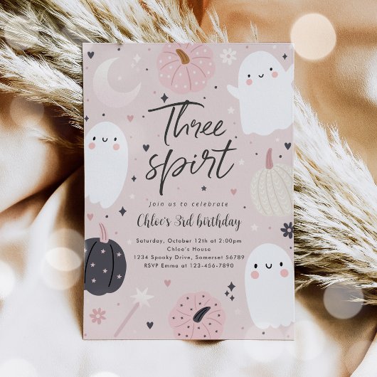 Invitation Trois Spirit Boho Halloween Ghost 3e anniversaire