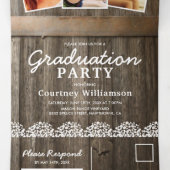 Invitation Trois Volets 2 en 1 Babys Breath Rustique Graduation 2026 (Intérieur au milieu)
